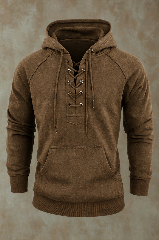 Vintage Lace-Up Hoodie