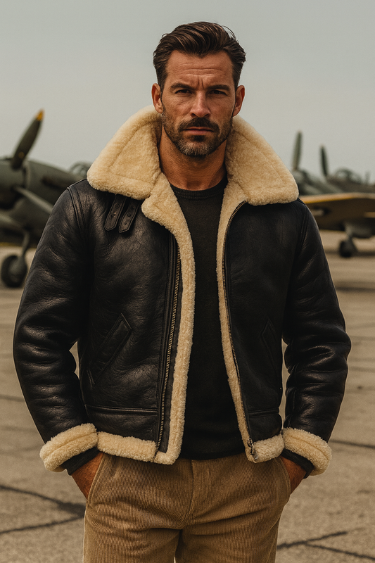Heritage Shearling Aviator Jacket – Genuine Leather