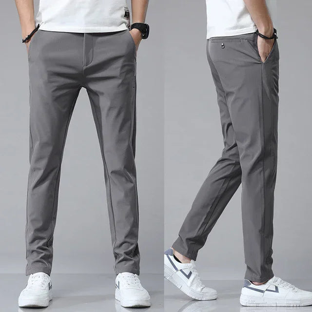 MetroFit Slim Trousers – Light Grey