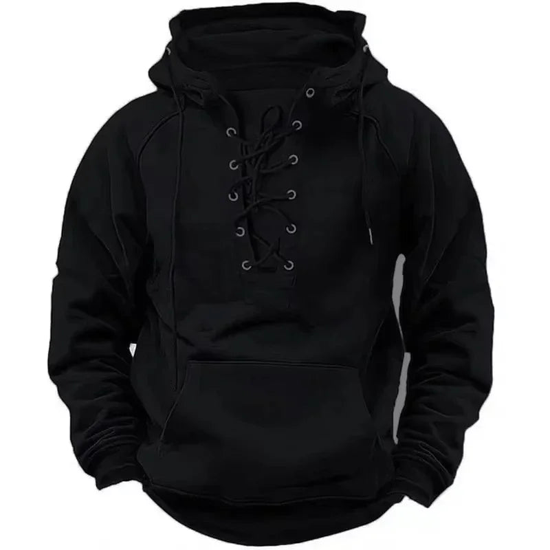 Vintage Lace-Up Hoodie