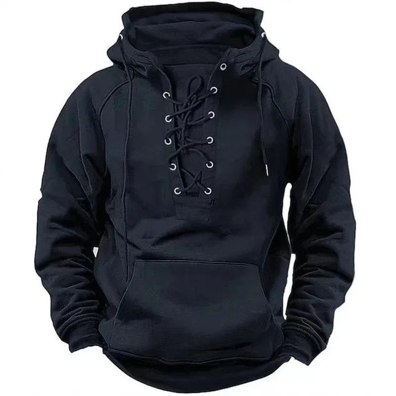 Vintage Lace-Up Hoodie