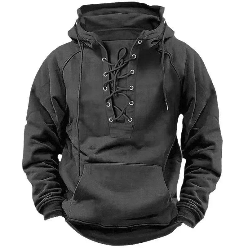 Vintage Lace-Up Hoodie