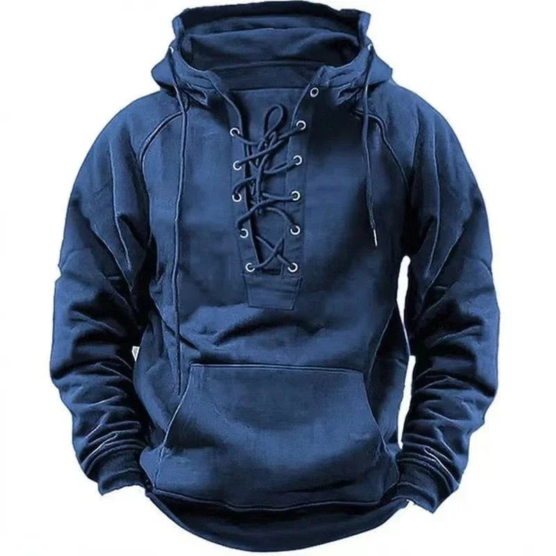 Vintage Lace-Up Hoodie