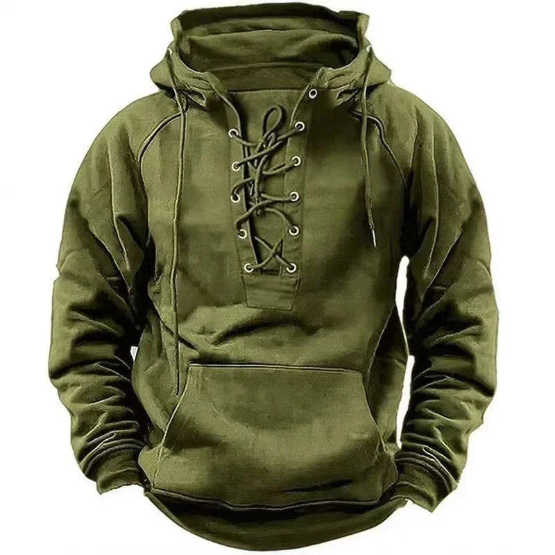 Vintage Lace-Up Hoodie