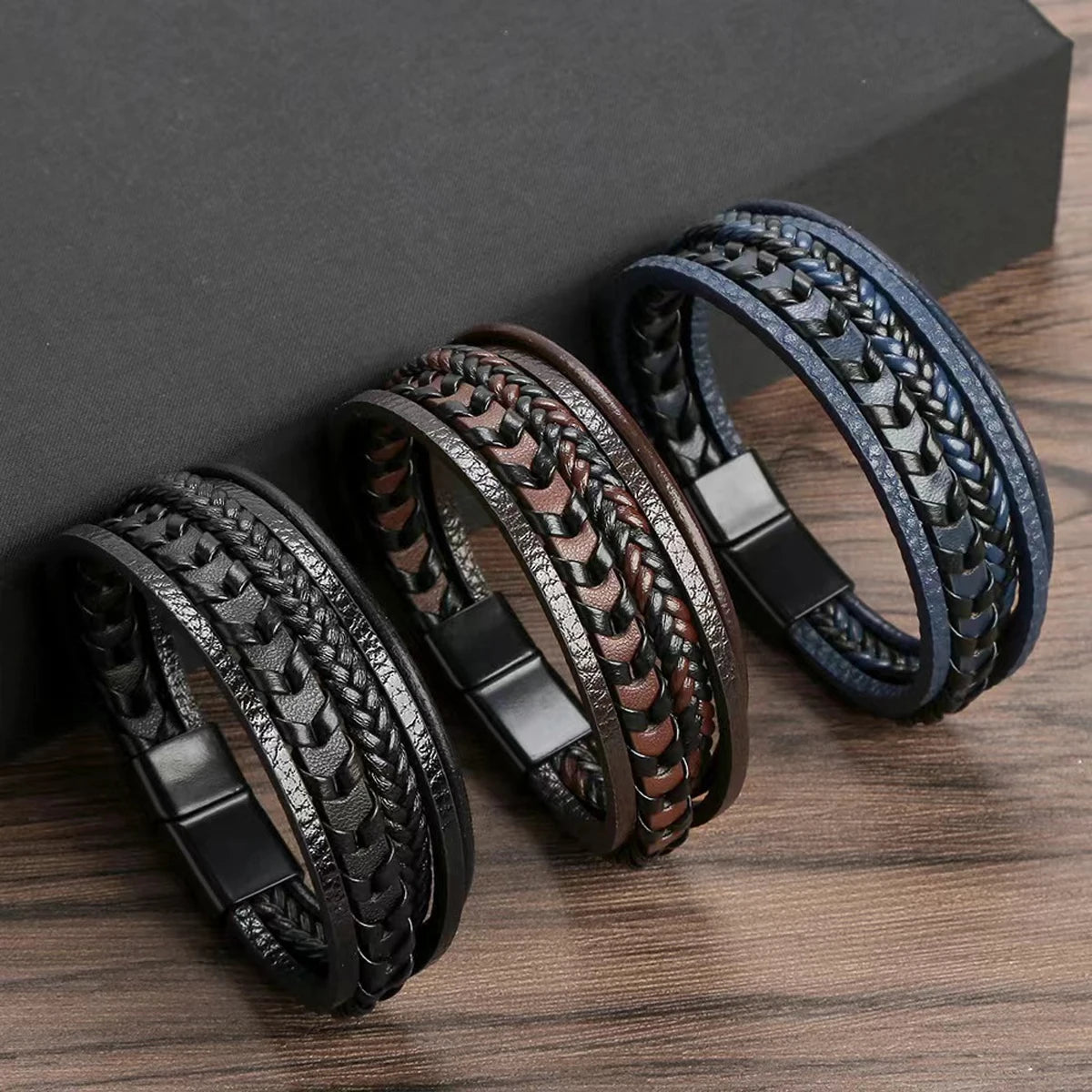 Triple Style Braided Leather Bracelets