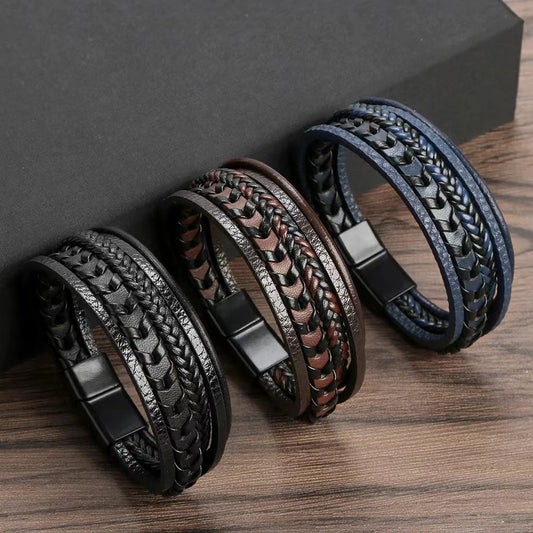 Triple Style Braided Leather Bracelets
