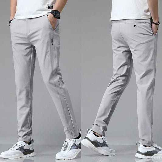 MetroFit Slim Trousers – Light Grey