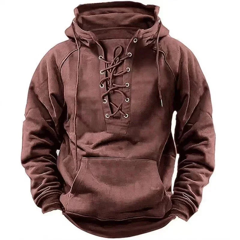 Vintage Lace-Up Hoodie