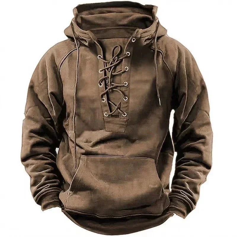 Vintage Lace-Up Hoodie