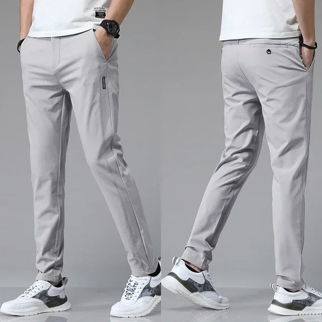 MetroFit Slim Trousers – Light Grey